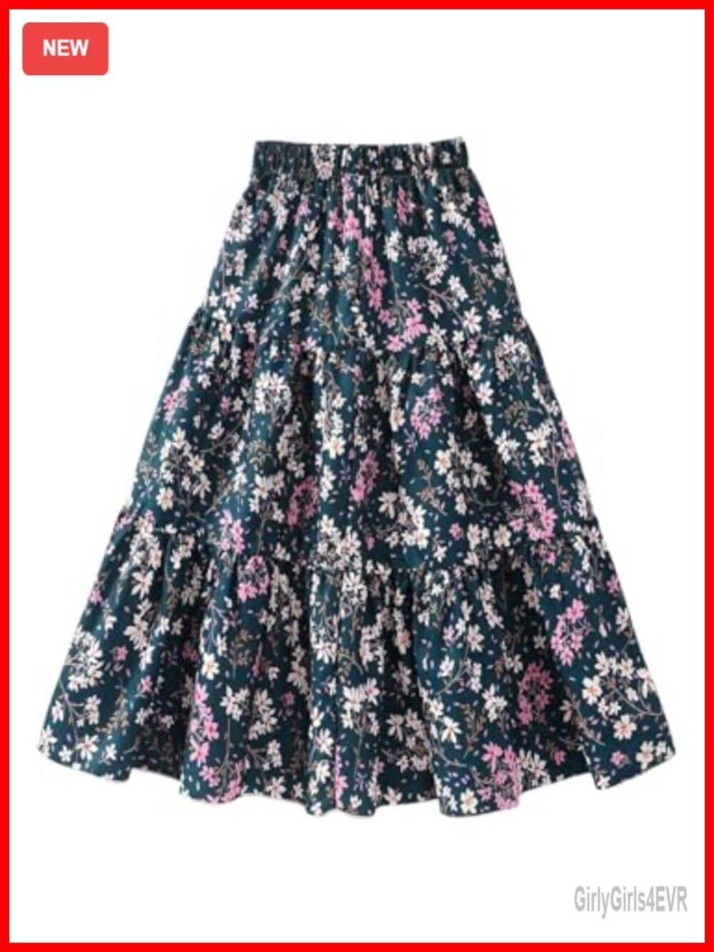 Girls Floral Maxi Skirt Tiered Ruffle A Line Flowy Boho Long Skirt